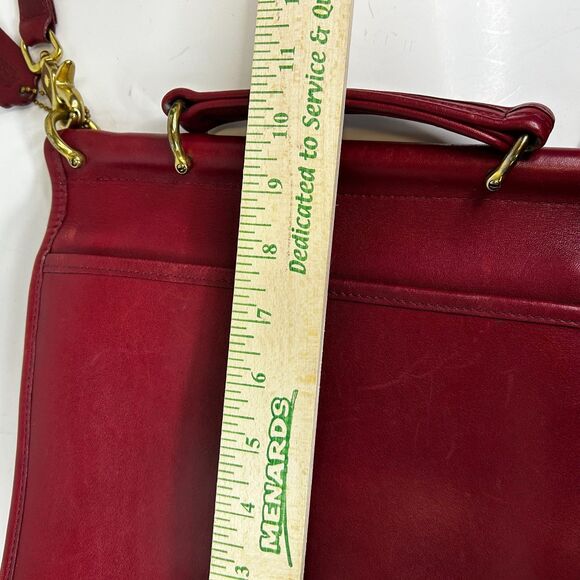 Coach Vintage 9927 Willis Red Leather Brass Top Handle Satchel Shoulder Bag - Picture 14 of 16